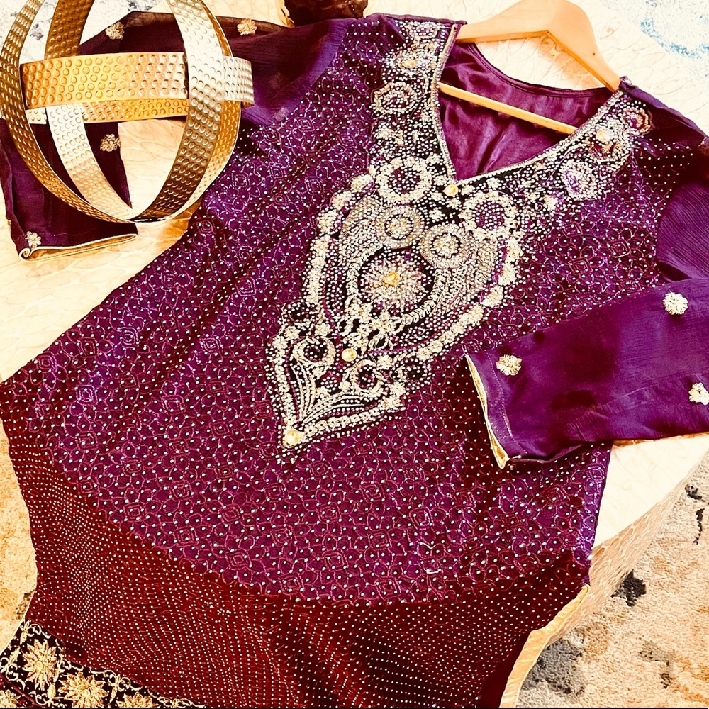 Pakistani/Indian purple diamond 3-piece shalwar